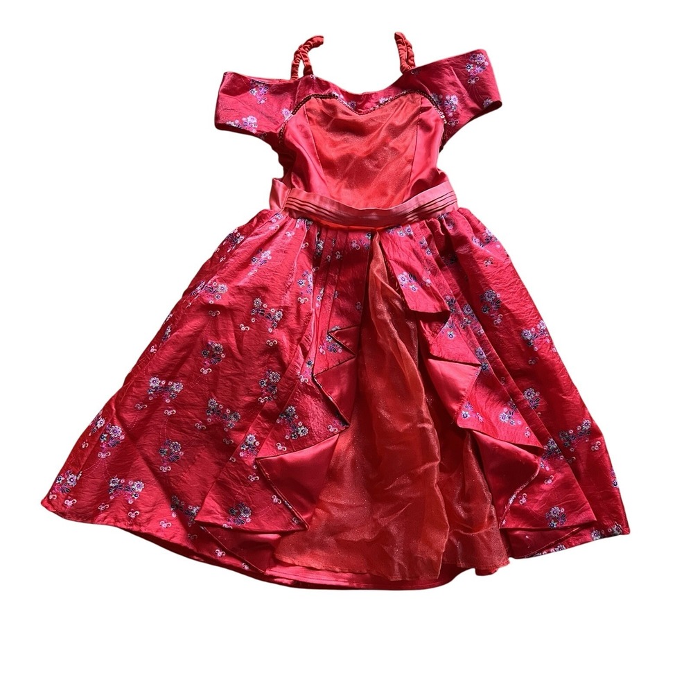 Disney Parks Elena of Avalor Costume Dress Red Floral Ruffle Girls Size‎ 10A